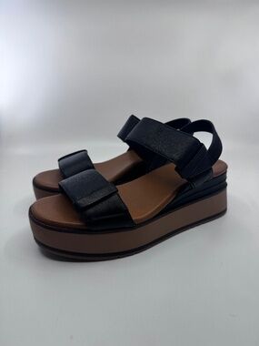 Caslon Cnbriana-Lea Black Leather Platform Sandals Women's US 7M Good Condition
